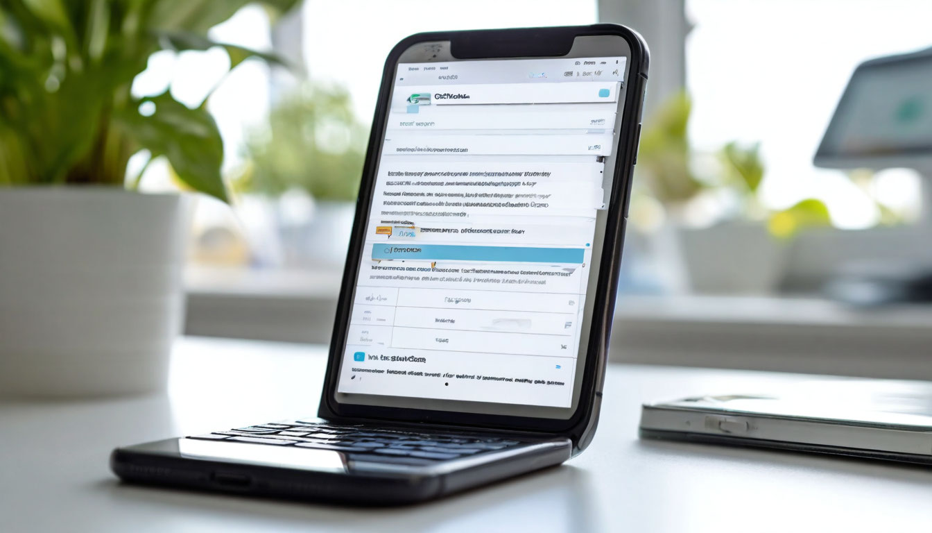 Смартфон с SMS-напоминанием о записи к врачу, экран телефона крупным планом